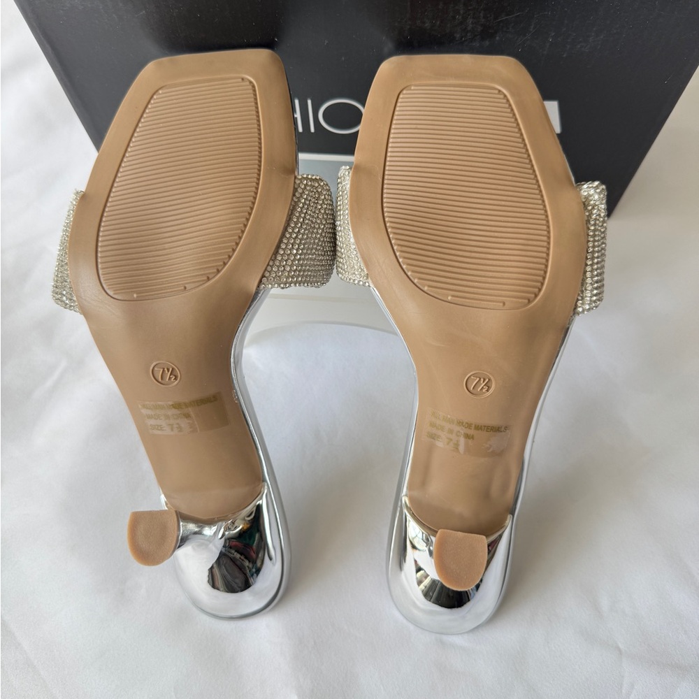 Fashion Nova Silver Heeled Sandals - Picture 3 of 6